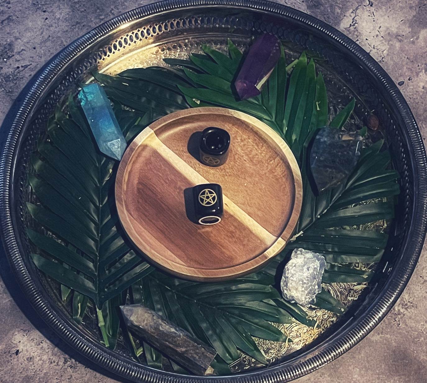 Chime Candle Holders - Gold Pentagram