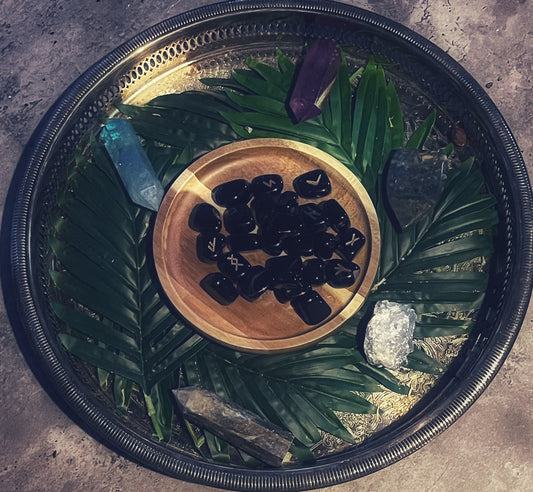 Black Agate Rune Set