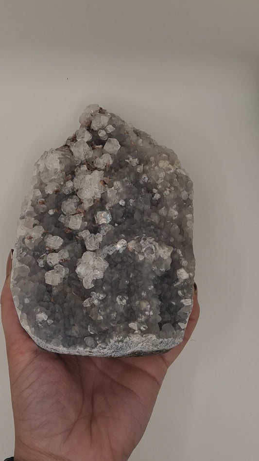 Chalcedony with Diamond Apophyllite and Hematite