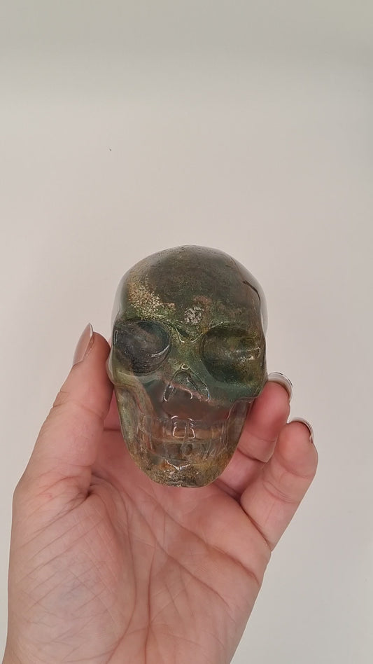 Dark Green Ocean Jasper Skull