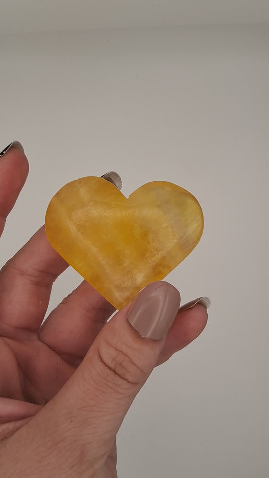 Yellow Fluorite Heart
