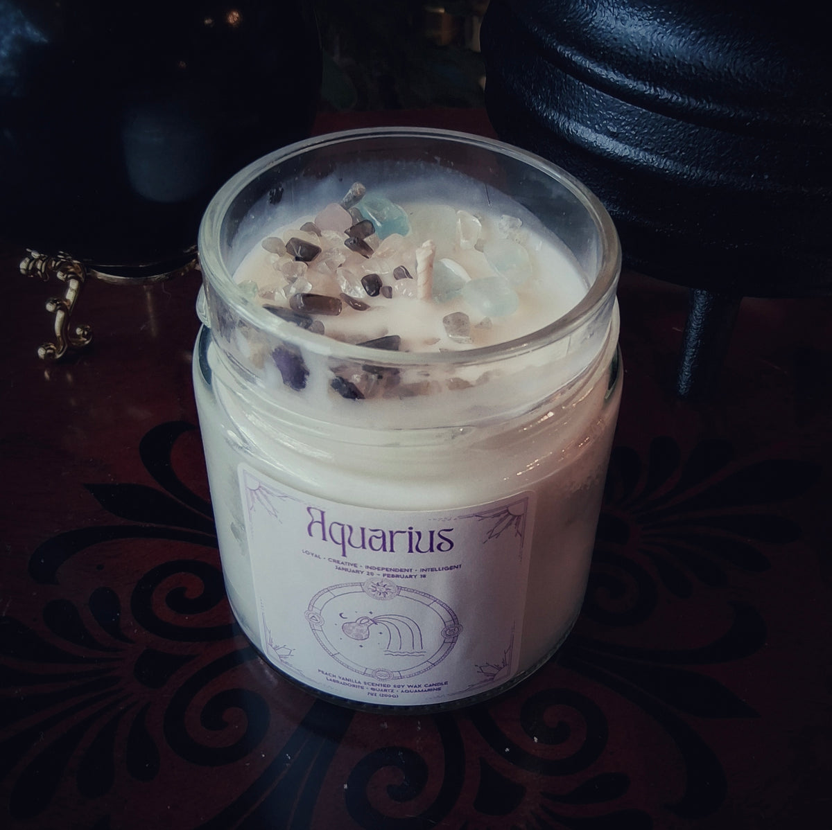 Aquarius Zodiac Candle - By Moonlake Ritual Co.